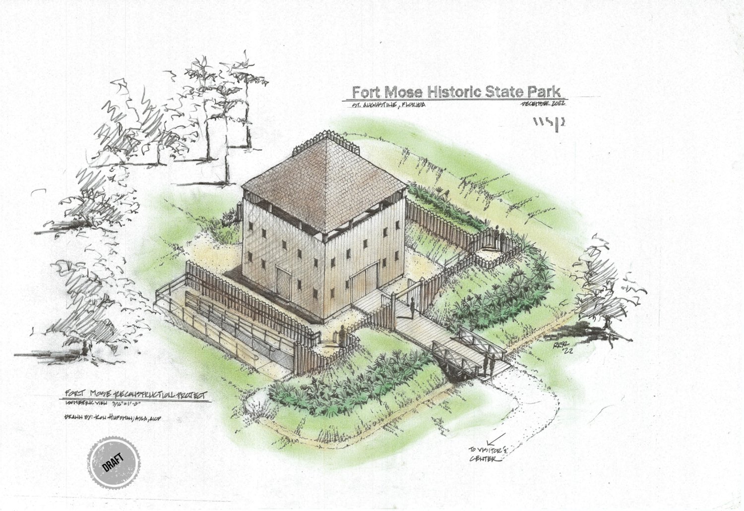 This rendering was recently released, showing plans for the reconstruction of Fort Mose.